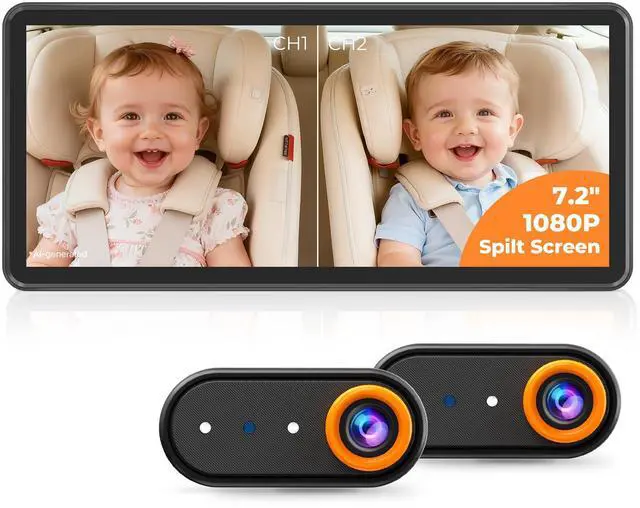 Main image of BM5PRO Dual Baby Car Camera, 7.2" 1080P Split Monitor