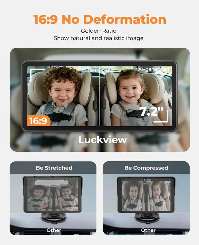 Alt view image 3 of 7 - BM5PRO Dual Baby Car Camera, 7.2" 1080P Split Monitor