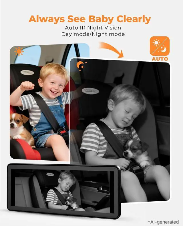Alt view image 5 of 7 - BM5PRO Dual Baby Car Camera, 7.2" 1080P Split Monitor