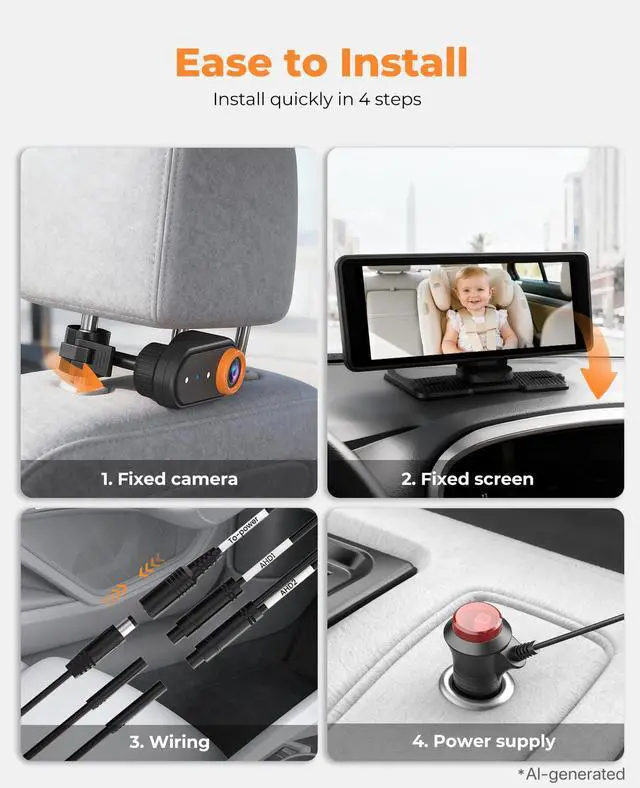 Alt view image 6 of 7 - BM5PRO Dual Baby Car Camera, 7.2" 1080P Split Monitor