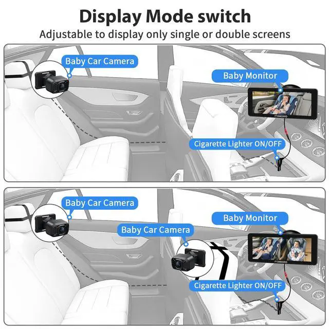 Alt view image 6 of 7 - Baby Car Camera Dual-Channel 6.8 inch HD 1080P Display with 2 IR Night Vision, Baby Car Mirror Easily Install Car Camera for Baby with Crystal Clear Wide View for Rear Facing Seat