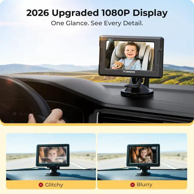 Alt view image 3 of 7 - Baby Car Camera HD 1080P Dual-Channel Display Car Baby Camera with 2 IR Night Vision Camera, Easily Install 4.3'' Car Camera for Baby with Crystal Clear Wide View for Rear Facing Seat