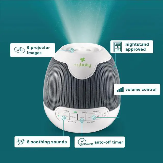 Alt view image 3 of 7 - MyBaby Lullaby Sound Machine & Projector Baby Sleep Machine