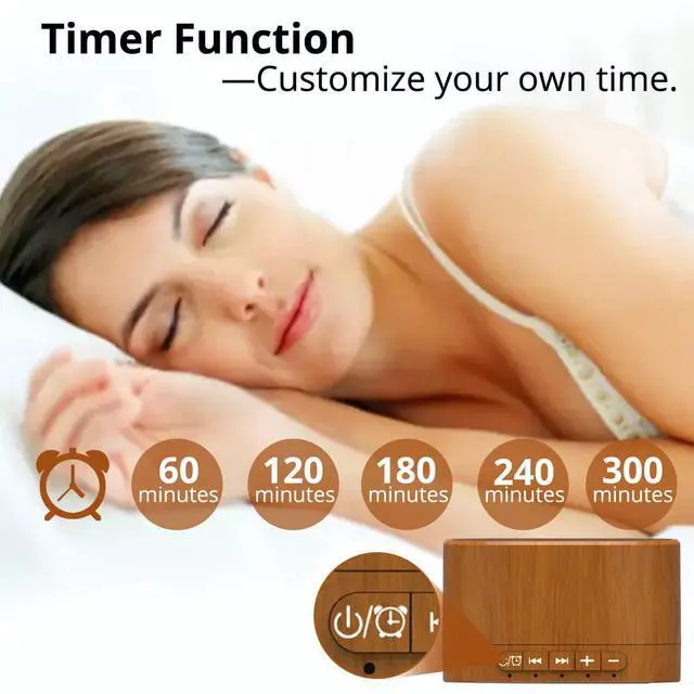 Alt view image 3 of 7 - White Noise Machine plug-in Sound Machine with 20 Non Looping Natural Soothing Sounds and Memory Function Sleep Timer Sleep Machine with Sleep Therapy for Baby Kids Adults-New Wood Grain Added in 2025