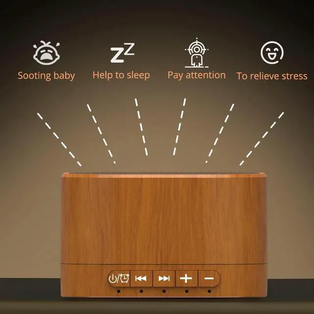 Alt view image 7 of 7 - White Noise Machine plug-in Sound Machine with 20 Non Looping Natural Soothing Sounds and Memory Function Sleep Timer Sleep Machine with Sleep Therapy for Baby Kids Adults-New Wood Grain Added in 2025