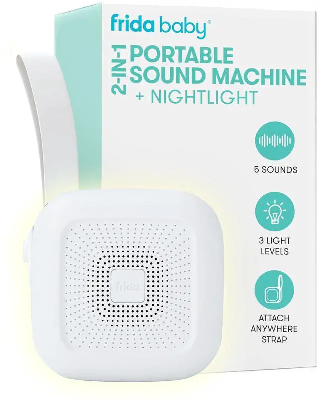 Main image of Baby 2-in-1 Portable Sound Machine for Baby + Nightlight | White Noise Sound Machine for Baby with 5 Soothing Sounds & 3 Nightlight Modes | Travel Sound Machine Attaches to Strollers, Car Seats