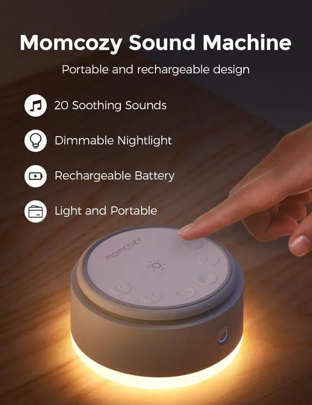Alt view image 2 of 7 - Sound Machine for Baby-20 Soothing Sounds & Touch Warm Light Portable White Noise for Kids & Adults for Sleeping Timer and Memory | Ideal Travel Companion & Nursery Must-Have