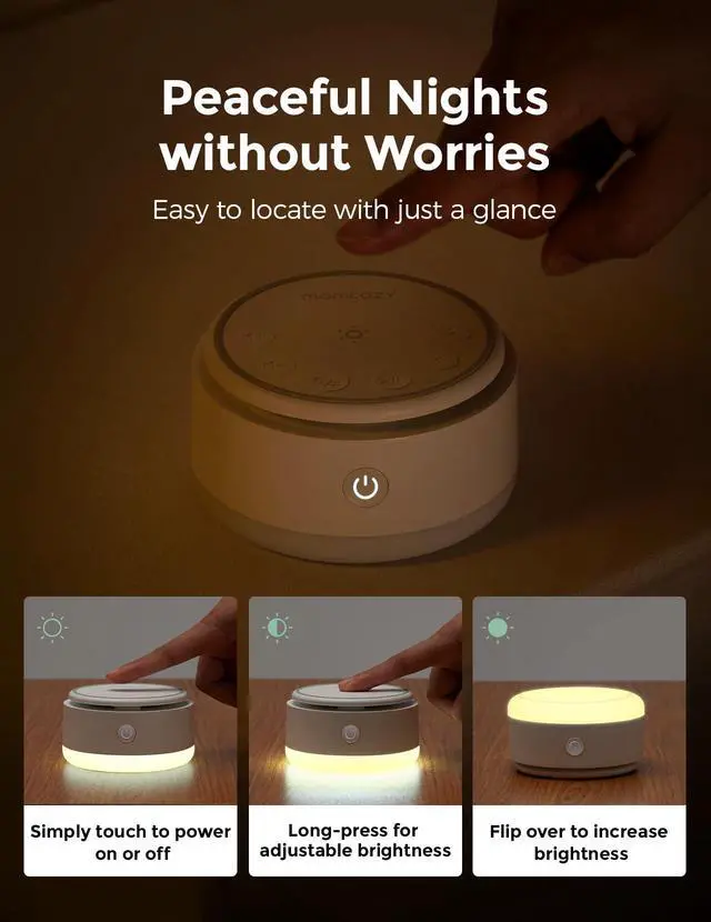 Alt view image 5 of 7 - Sound Machine for Baby-20 Soothing Sounds & Touch Warm Light Portable White Noise for Kids & Adults for Sleeping Timer and Memory | Ideal Travel Companion & Nursery Must-Have