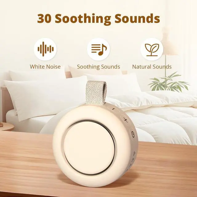 Alt view image 3 of 6 - Sound Machine Portable White Noise Machine Baby Shushing Sleep Machine with 30 Soothing Sounds for Baby Kids Adults Pets 4 Timers Memory Function Brown Pink Noise Machine for Home Travel Office
