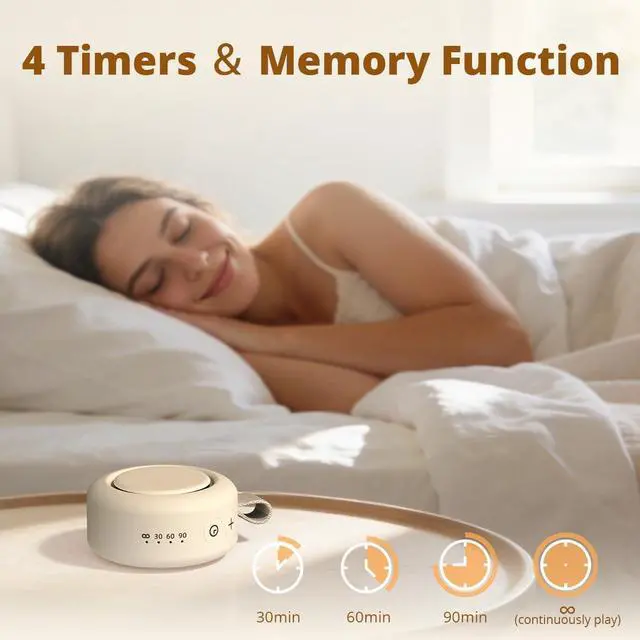 Alt view image 4 of 6 - Sound Machine Portable White Noise Machine Baby Shushing Sleep Machine with 30 Soothing Sounds for Baby Kids Adults Pets 4 Timers Memory Function Brown Pink Noise Machine for Home Travel Office