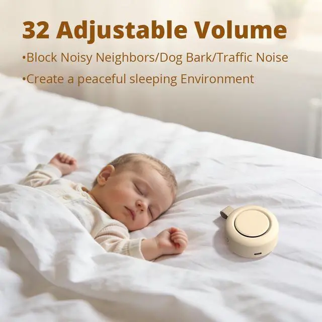 Alt view image 6 of 6 - Sound Machine Portable White Noise Machine Baby Shushing Sleep Machine with 30 Soothing Sounds for Baby Kids Adults Pets 4 Timers Memory Function Brown Pink Noise Machine for Home Travel Office