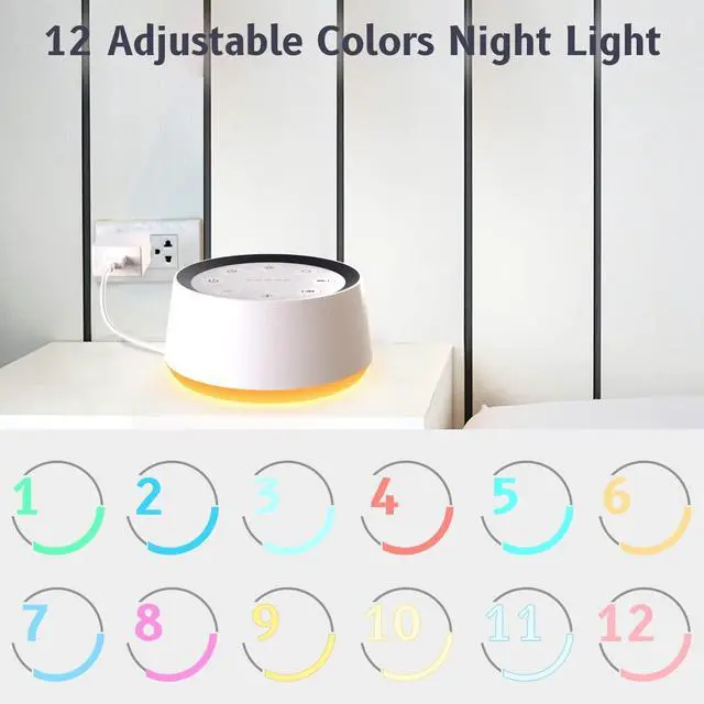 Alt view image 3 of 7 - Sound Machine with 30 Soothing Sounds 12 Colors Night Light White Noise Machine for Adults Baby Kids Sleep Machines Memory Function 36 Volume Levels 5 Timers for Home Office Travel