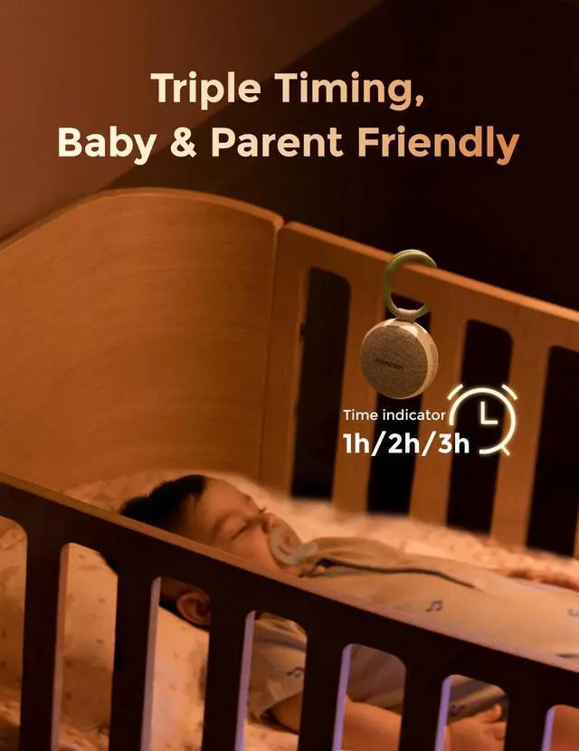 Alt view image 6 of 7 - Portable Sound Machine with Night Light, White Noise Sound Machine for Baby, 20 Soothing Sounds, Sound Therapy, Long-Lasting Power, Timer, Clips on Stroller, Baby Shower Gifts