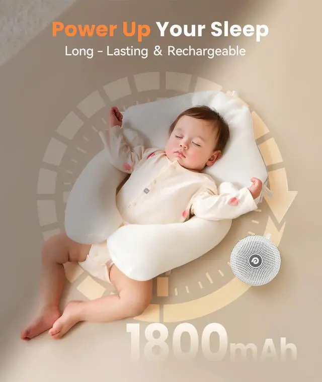 Alt view image 3 of 7 - Portable Noise Machine for Baby Adult, Features Powerful Battery, 21 Soothing Sound, Noise Canceling for Office & Sleeping, Sound Therapy for Home, Travel, Registry Gift, Classic White