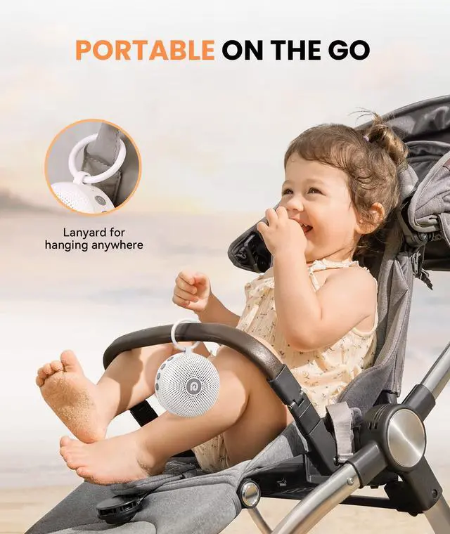 Alt view image 5 of 7 - Portable Noise Machine for Baby Adult, Features Powerful Battery, 21 Soothing Sound, Noise Canceling for Office & Sleeping, Sound Therapy for Home, Travel, Registry Gift, Classic White