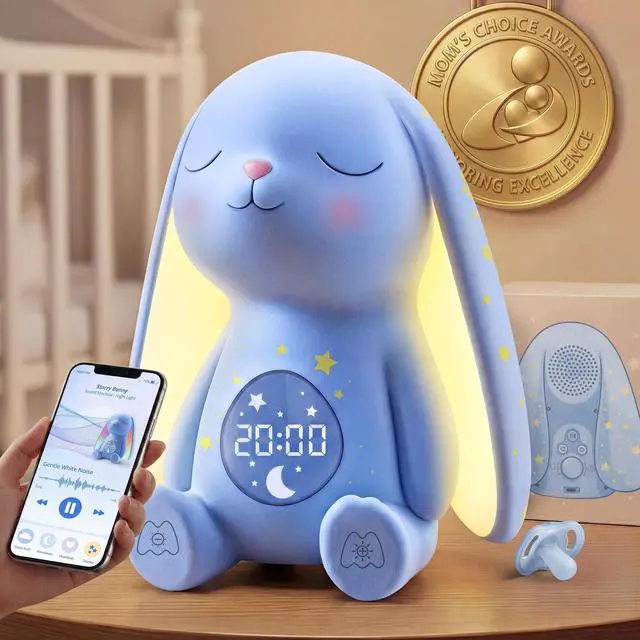 Main image of Mom's Choice AwardsBunny White Noise Sound Machine Baby for Sleep- AI Cry Detection, 100 Soothing Sounds, Full APP Access Included, Newborn Baby Boy Gifts, Night Light & Sleep Trainer, New Mom Gift