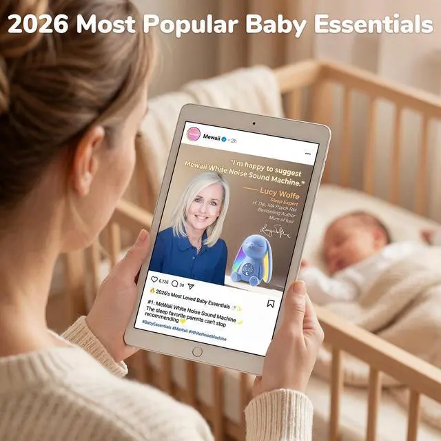 Alt view image 7 of 7 - Mom's Choice AwardsBunny White Noise Sound Machine Baby for Sleep- AI Cry Detection, 100 Soothing Sounds, Full APP Access Included, Newborn Baby Boy Gifts, Night Light & Sleep Trainer, New Mom Gift