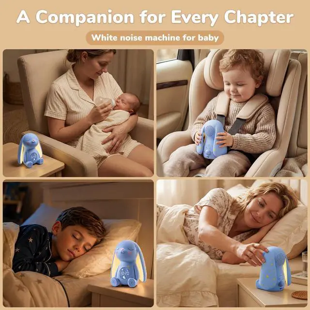 Alt view image 5 of 7 - Mom's Choice AwardsBunny White Noise Sound Machine Baby for Sleep- AI Cry Detection, 100 Soothing Sounds, Full APP Access Included, Newborn Baby Boy Gifts, Night Light & Sleep Trainer, New Mom Gift