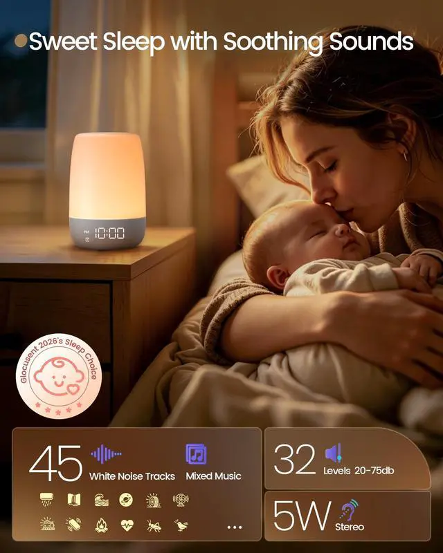 Alt view image 2 of 6 - 45 White Noise Sound Machine with Dual Audio, Wake Up Light