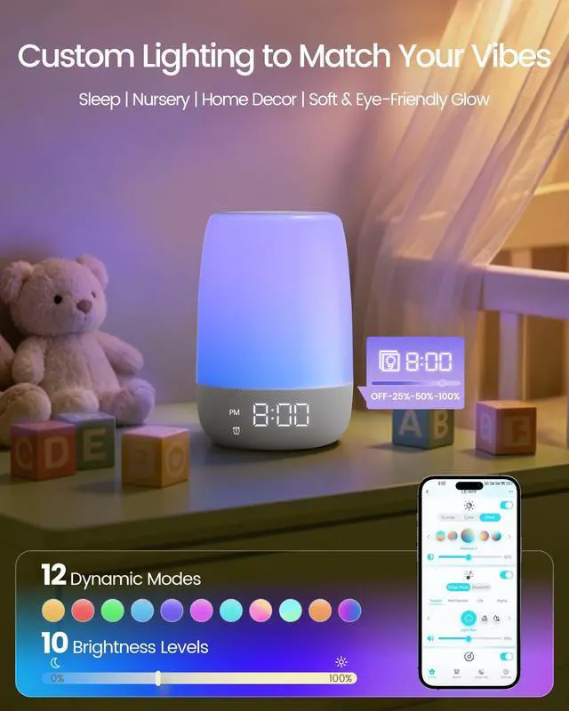Alt view image 3 of 6 - 45 White Noise Sound Machine with Dual Audio, Wake Up Light