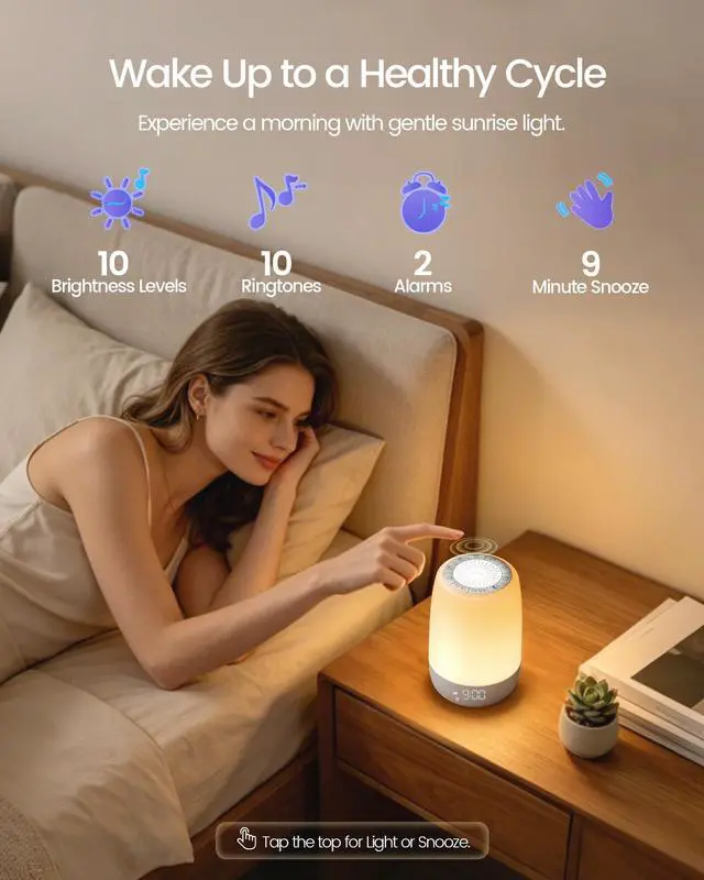 Alt view image 4 of 6 - 45 White Noise Sound Machine with Dual Audio, Wake Up Light
