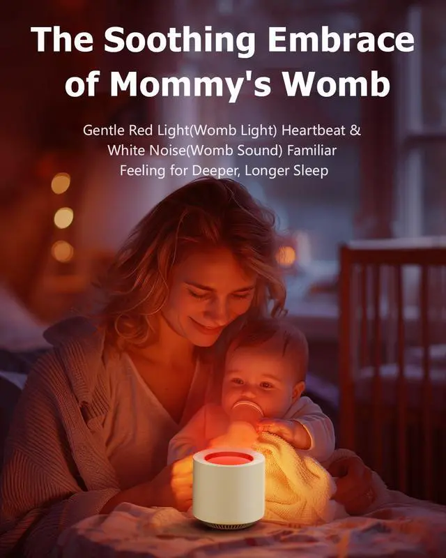 Alt view image 3 of 7 - White Noise Sound Machine: Red Light Therapy Sleep Sound Machine with 38 Soothing Sounds & Calming Womb Soother, Memory Function, Dimmable Nursery Night Light with Timer for Baby Adult Gift