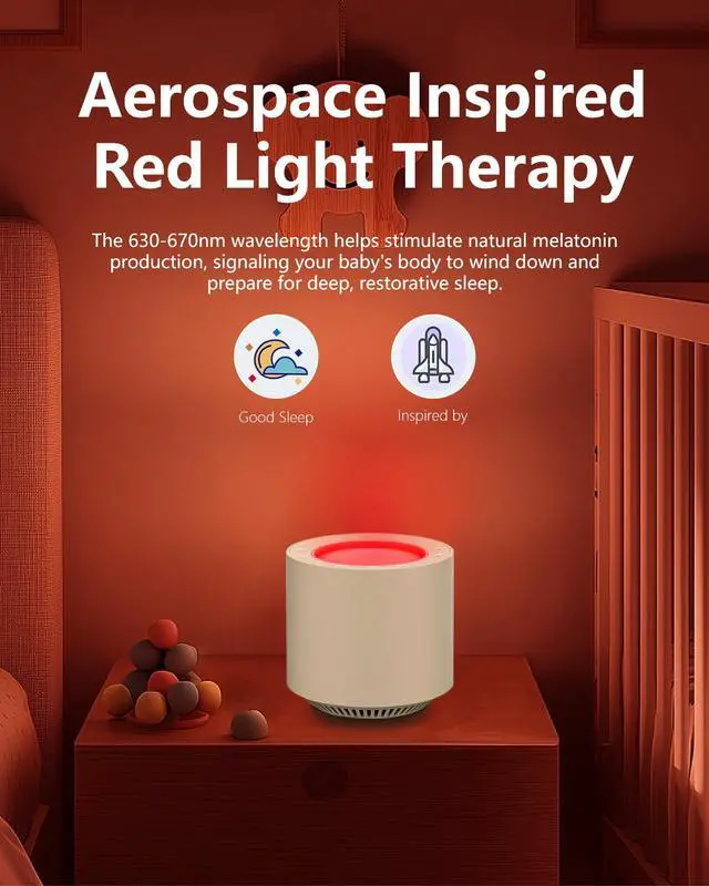 Alt view image 5 of 7 - White Noise Sound Machine: Red Light Therapy Sleep Sound Machine with 38 Soothing Sounds & Calming Womb Soother, Memory Function, Dimmable Nursery Night Light with Timer for Baby Adult Gift