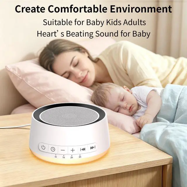 Alt view image 4 of 6 - Machine Night Light White Noise Machine with 30 Soothing Sounds 12 Colors Night Light Sleep Machine for Baby Kids Adults Brown Pink Nosie Machine with 32 Volume Levels for Office Home Travel