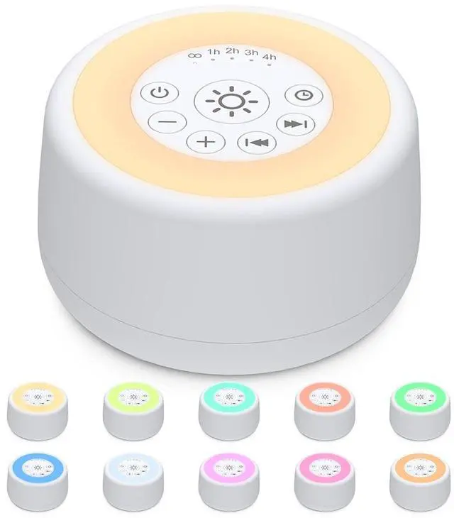 Main image of Sound White Noise Machine with 25 Soothing Sounds and 10 Colors Warm Night Light 4 Brightness Levels 32 Volume Levels 5 Timer and Memory Function for Baby Kids Adults Seniors Sleeping White