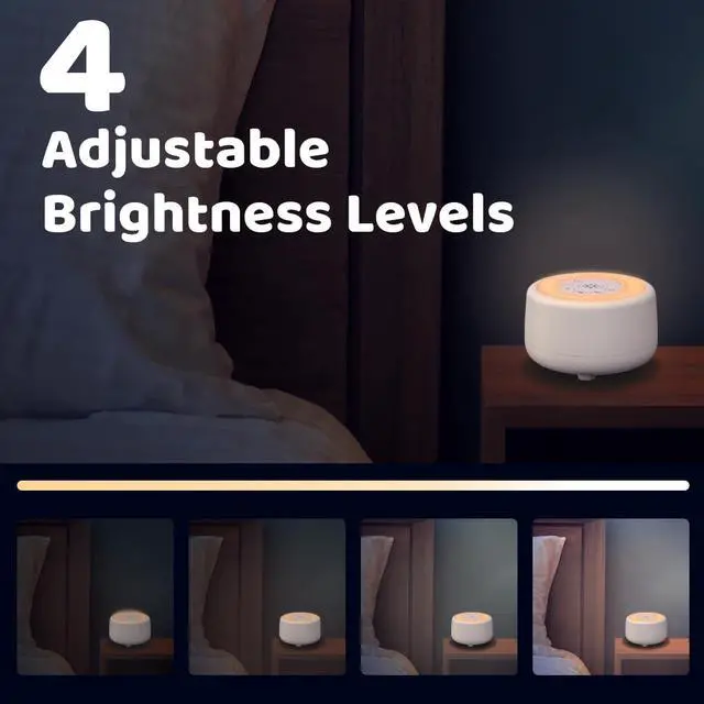 Alt view image 4 of 7 - Sound White Noise Machine with 25 Soothing Sounds and 10 Colors Warm Night Light 4 Brightness Levels 32 Volume Levels 5 Timer and Memory Function for Baby Kids Adults Seniors Sleeping White