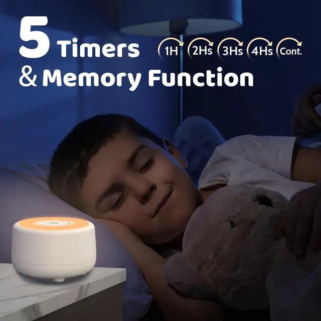 Alt view image 5 of 7 - Sound White Noise Machine with 25 Soothing Sounds and 10 Colors Warm Night Light 4 Brightness Levels 32 Volume Levels 5 Timer and Memory Function for Baby Kids Adults Seniors Sleeping White