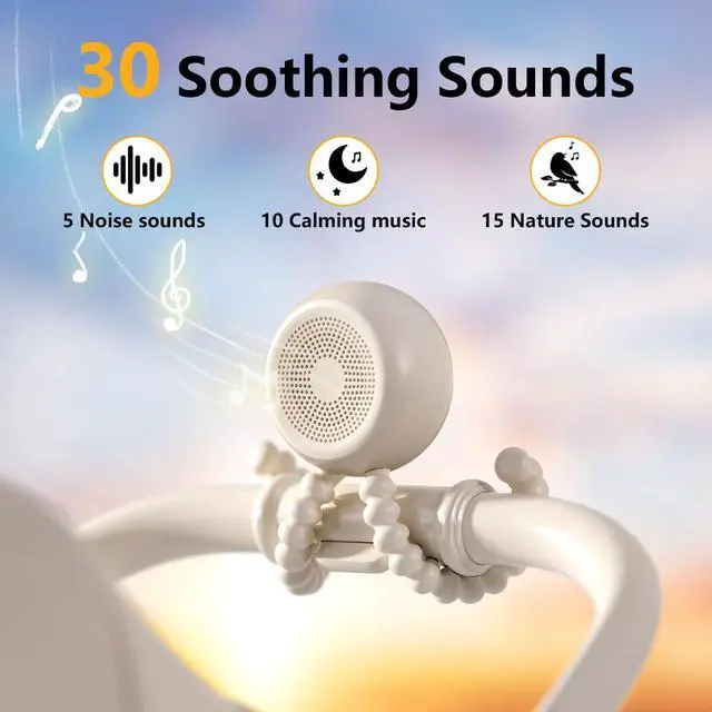 Alt view image 2 of 7 - Portable Sound Machine for Baby Adult White Noise Machine with 30 Soothing Sounds 32 Volume Levels 4 Timer Sleep Soother Rechargeable Shush Brown Noise Machine for Home, Travel & Office