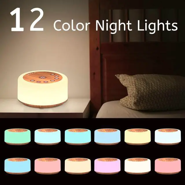 Alt view image 3 of 7 - Soother Sleep Sound Machine Night Light White Noise Machine with 30 Soothing Sounds & 12 Color Night Lights for Baby Kids Adults Brown Noise Machine with Timer & Continuous Play for Home Travel Office
