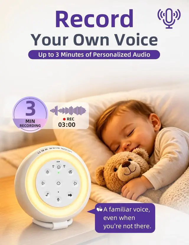 Alt view image 2 of 7 - Portable Baby Sound Machine with Voice Recording & 24 Sleep Sounds