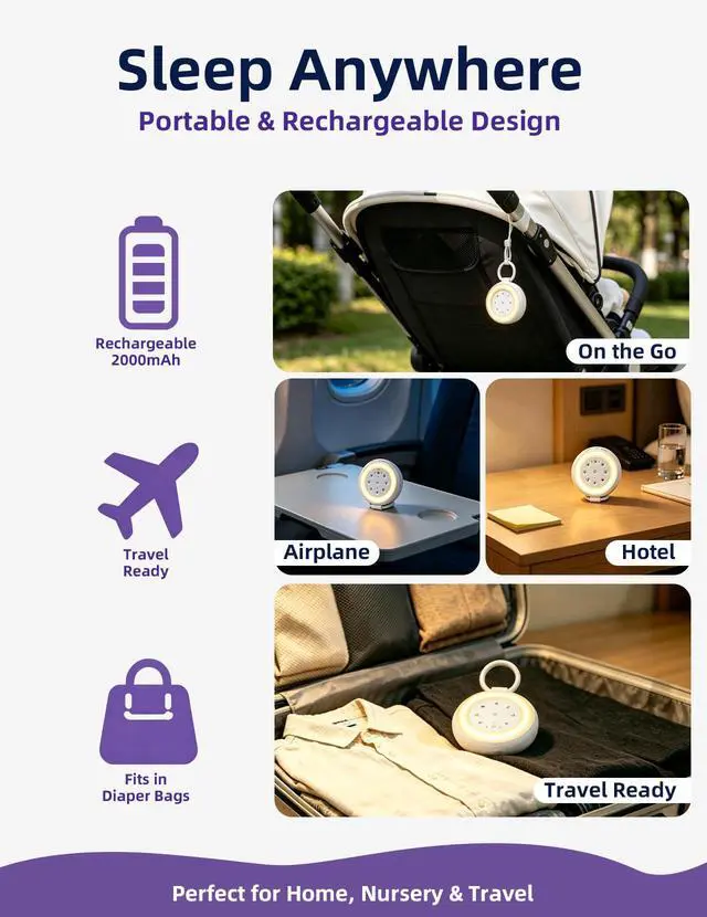 Alt view image 4 of 7 - Portable Baby Sound Machine with Voice Recording & 24 Sleep Sounds
