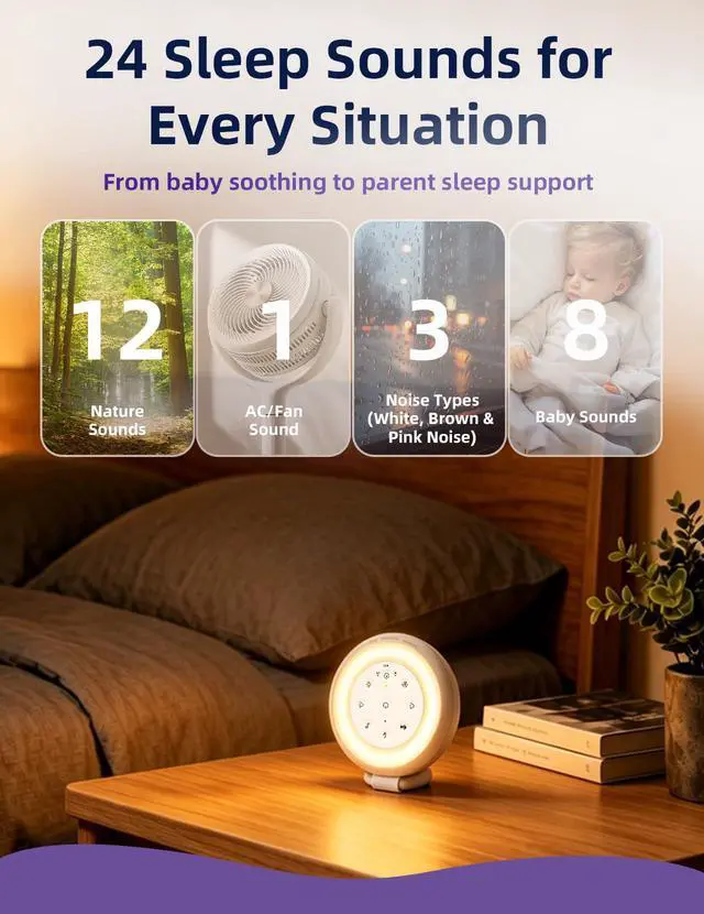 Alt view image 3 of 7 - Portable Baby Sound Machine with Voice Recording & 24 Sleep Sounds