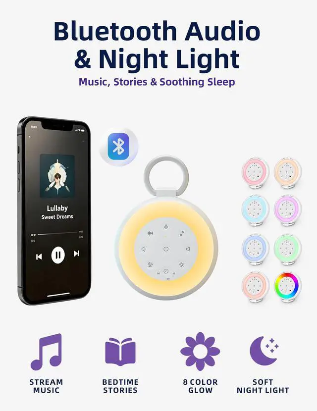 Alt view image 5 of 7 - Portable Baby Sound Machine with Voice Recording & 24 Sleep Sounds