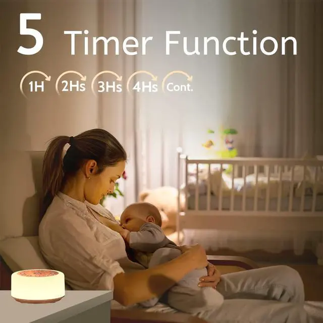 Alt view image 5 of 7 - Soother Sleep Sound Machine Night Light White Noise Machine with 30 Soothing Sounds & 12 Color Night Lights for Baby Kids Adults Brown Noise Machine with Timer & Continuous Play for Home Travel Office