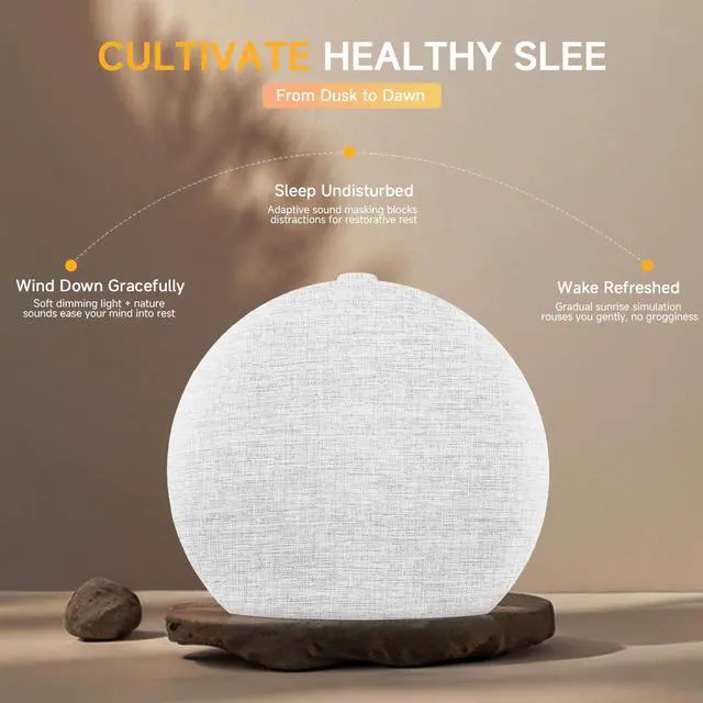 Alt view image 6 of 7 - Sunrise Alarm Clock White Noise Machine with Bluetooth Speaker,White