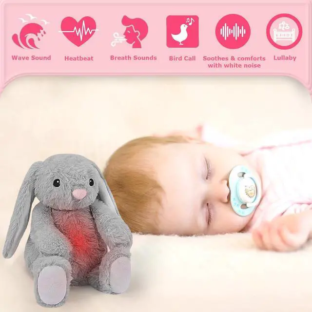 Alt view image 3 of 6 - Baby Soother Cry Activated Sensor Toys,Heartbeat Bunny for Babies,Plush Stuffed Animal for Newborn Infants,Toy Vibrating with Moms Heartbeat,Baby Shower Gifts for Girls and Boys