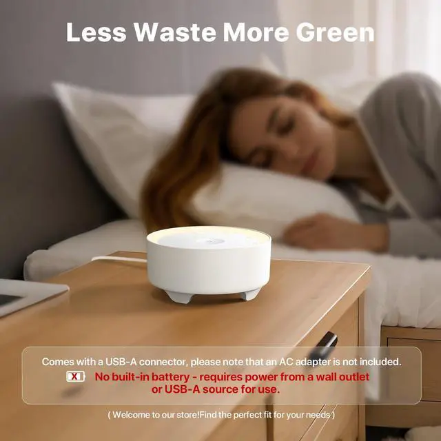 Alt view image 2 of 7 - White Noise Machine for Sleeping, Baby & Adults, High-Fidelity Non-Looping Sounds, Sleep Sound Machine with Dimmable Night Light, USB Powered, Memory Function, Home, Nursery & Travel