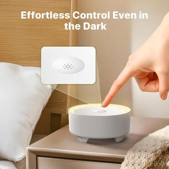 Alt view image 6 of 7 - White Noise Machine for Sleeping, Baby & Adults, High-Fidelity Non-Looping Sounds, Sleep Sound Machine with Dimmable Night Light, USB Powered, Memory Function, Home, Nursery & Travel