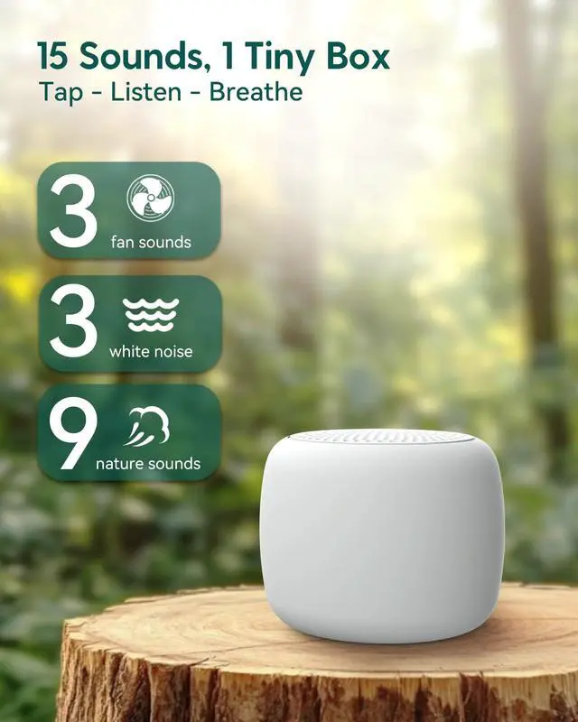 Alt view image 2 of 7 - White Noise Sound Machine for Adults Kids Baby, Mini, 15 Non-looping Sounds, Timer, Memory Function, Easy to Pocket and Travel White 2 Pack