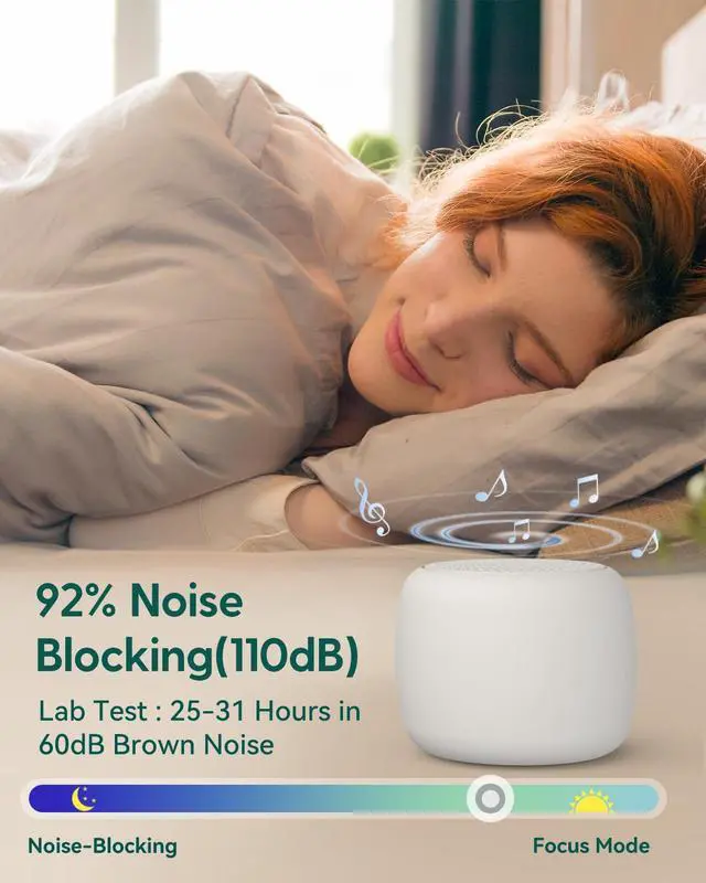 Alt view image 3 of 7 - White Noise Sound Machine for Adults Kids Baby, Mini, 15 Non-looping Sounds, Timer, Memory Function, Easy to Pocket and Travel White 2 Pack