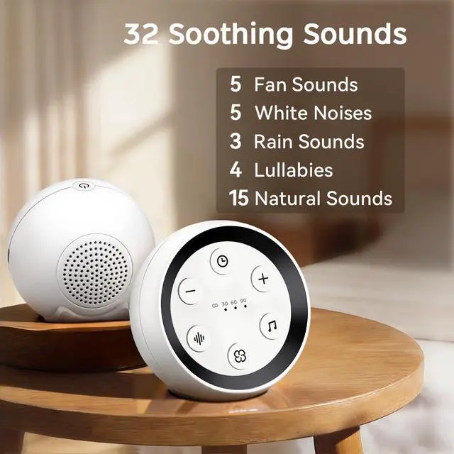 Alt view image 2 of 6 - Machine Baby Patter for Sleeping Cute White Noise Machine for Baby Kids Adults with 32 Soothing 32 Volume Levels Brown Noise Machine with 4 Timer Memory Funtion for Travel Office Privacy