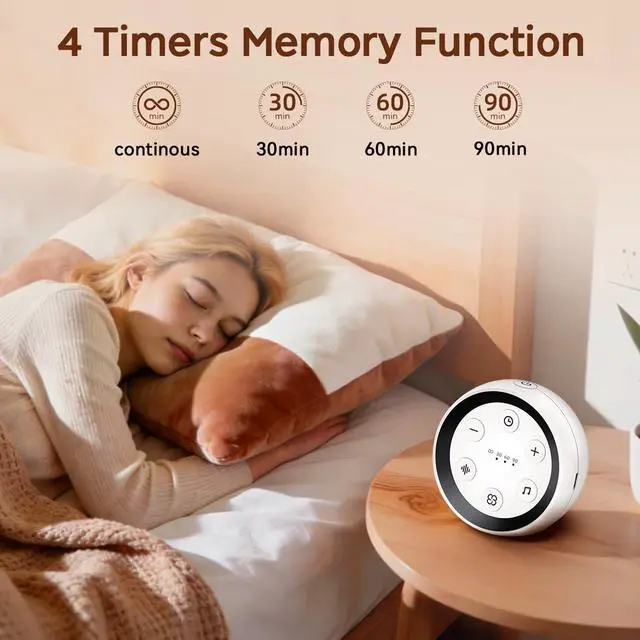 Alt view image 4 of 6 - Machine Baby Patter for Sleeping Cute White Noise Machine for Baby Kids Adults with 32 Soothing 32 Volume Levels Brown Noise Machine with 4 Timer Memory Funtion for Travel Office Privacy
