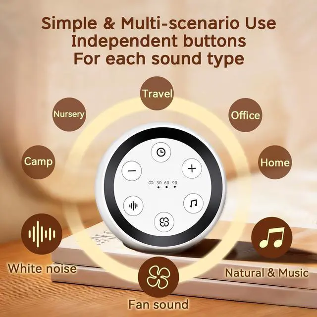 Alt view image 5 of 6 - Machine Baby Patter for Sleeping Cute White Noise Machine for Baby Kids Adults with 32 Soothing 32 Volume Levels Brown Noise Machine with 4 Timer Memory Funtion for Travel Office Privacy