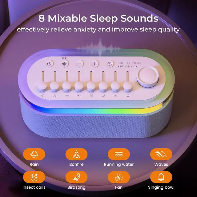 Alt view image 3 of 7 - White Noise Sound Machine for Sleep with 255+ Mixable Sounds & Bluetooth