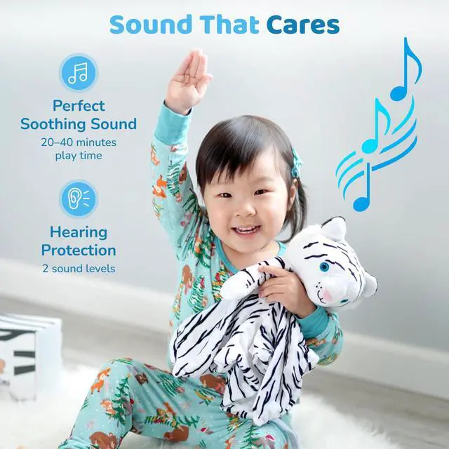 Alt view image 6 of 7 - White Tiger Soothing Sounds Plush Lullaby White Noise Lovey, Soft Lullaby Newborn Baby Essentials Cuddle Toy, Baby Toys, Baby Blanket with Stuffed Animal Head