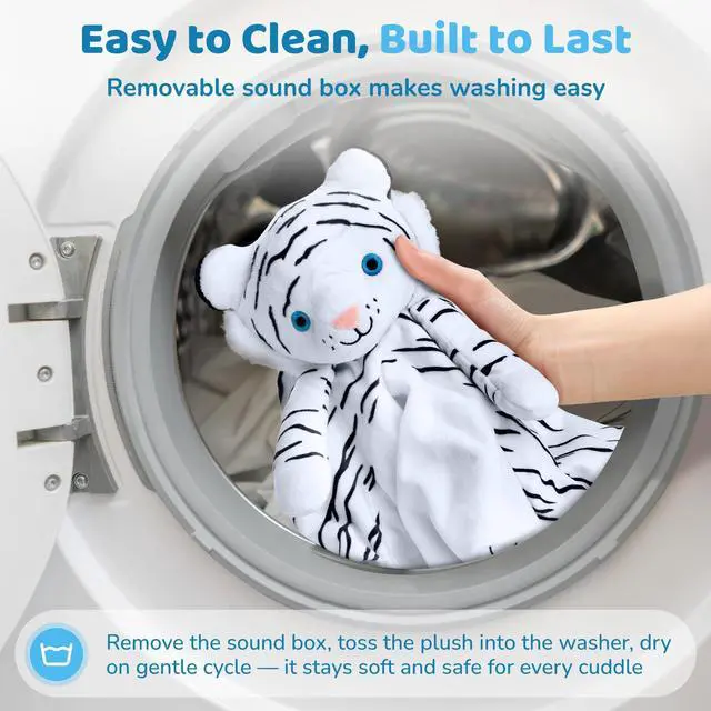 Alt view image 3 of 7 - White Tiger Soothing Sounds Plush Lullaby White Noise Lovey, Soft Lullaby Newborn Baby Essentials Cuddle Toy, Baby Toys, Baby Blanket with Stuffed Animal Head